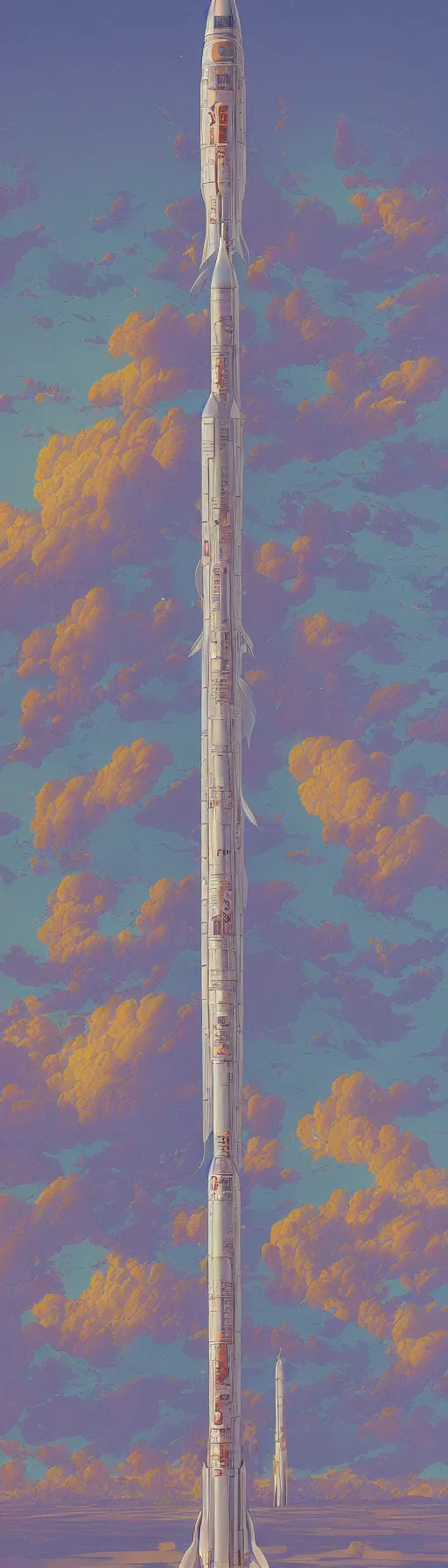 Prompt: an original jean giraud and beeple digital art masterpiece of a giant rocket