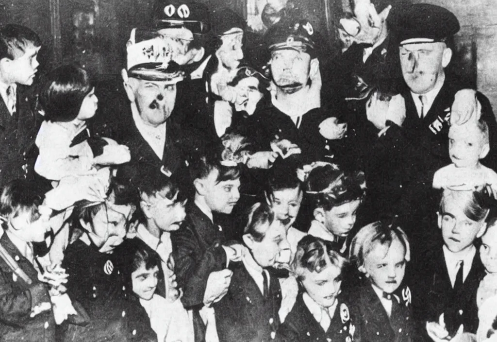 Image similar to adolf hitler at a kids birthday party