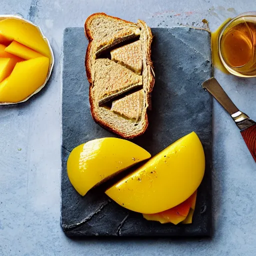 Image similar to sandwich with foie gras honey and mango