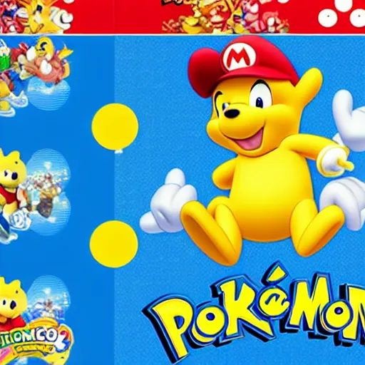 Image similar to photograph of winnie the pooh and super mario and sonic the hedgehog anime style, on pokemon card packs at target