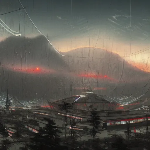 Prompt: North Korea Cyberpunk landscape, trending on artstation