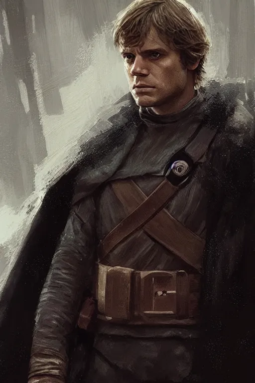 Prompt: candid portrait of henry cavill as luke skywalker by greg rutkowski