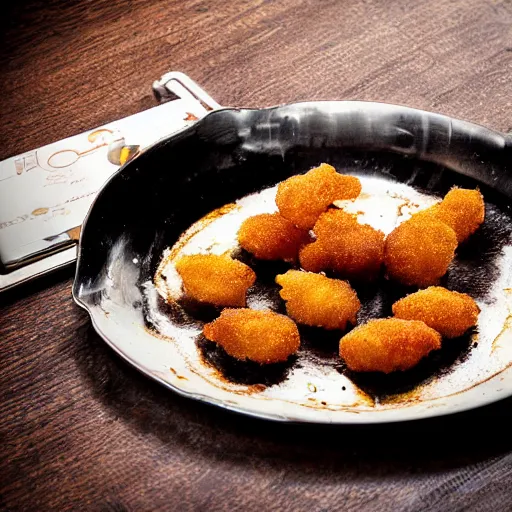 Prompt: deep fried cell phone on a platter, michelin star restaurant, award winning food photography, macro lens