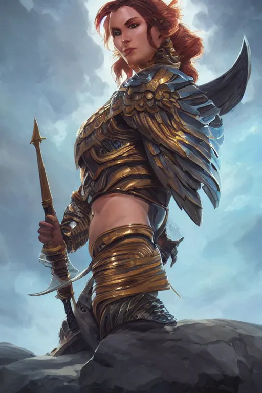 Image similar to amazon valkyrie athena, d & d, fantasy, portrait, highly detailed, headshot, digital painting, trending on artstation, concept art, sharp focus, illustration, art by artgerm and greg rutkowski and magali villeneuve