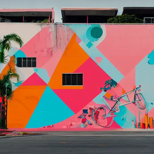 Image similar to Wynwood Miami Isometric painting by Sachin Teng, asymmetrical, Organic Painting , Hard Light and long shadows Matte Painting, geometric shapes, hard edges, graffiti, street art:2 by Sachin Teng:4