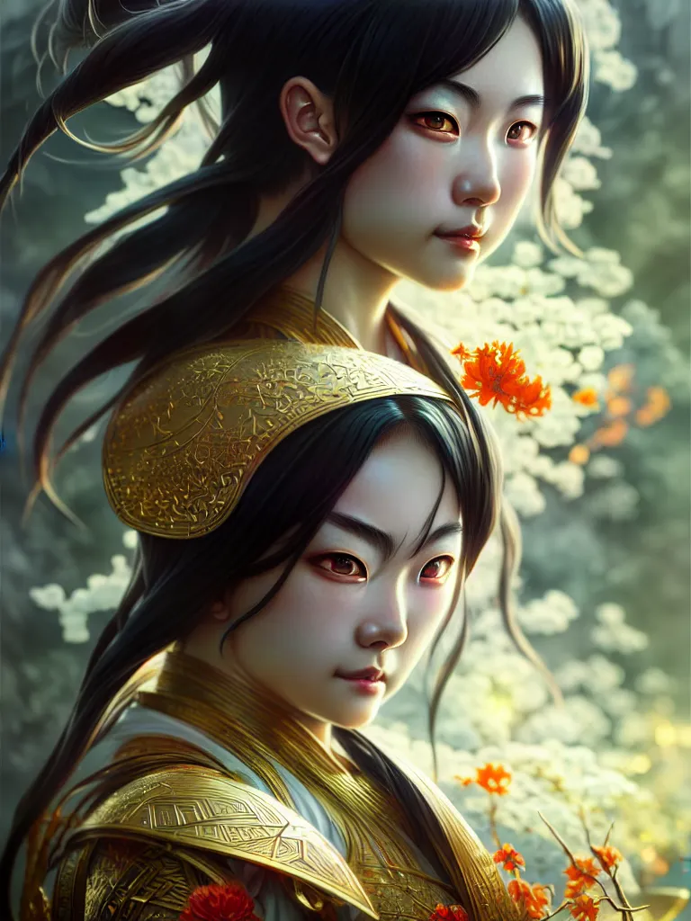 Image similar to ultra realistic 'Hu Tao', Genshin Impact, fantasy, anime, manga, game art, intricate details, elegant, highly detailed, photorealistic, digital painting, octane render, concept art, eerie, 8k, art by artgerm and greg rutkowski and alphonse mucha