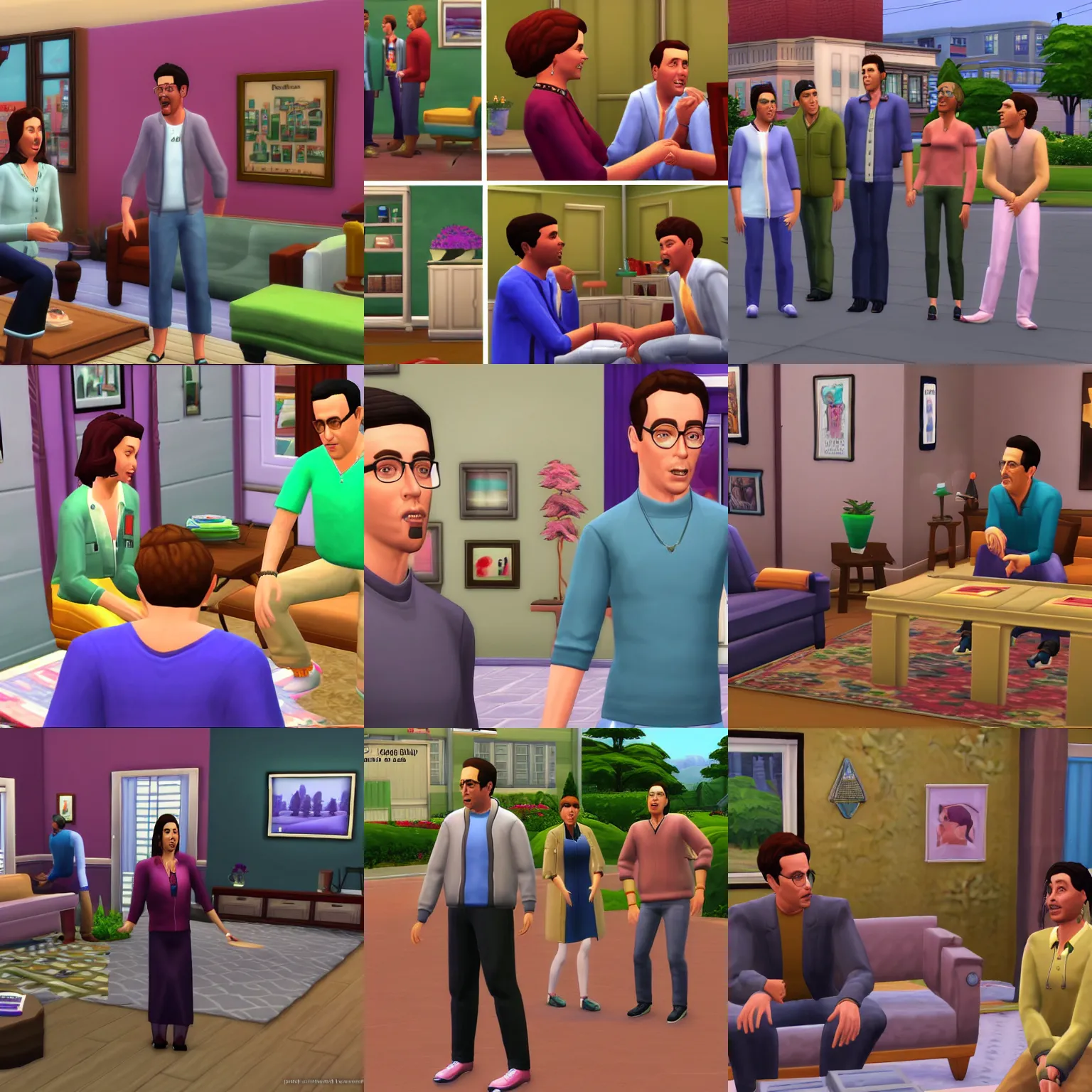 Prompt: seinfeld episode in the sims 4