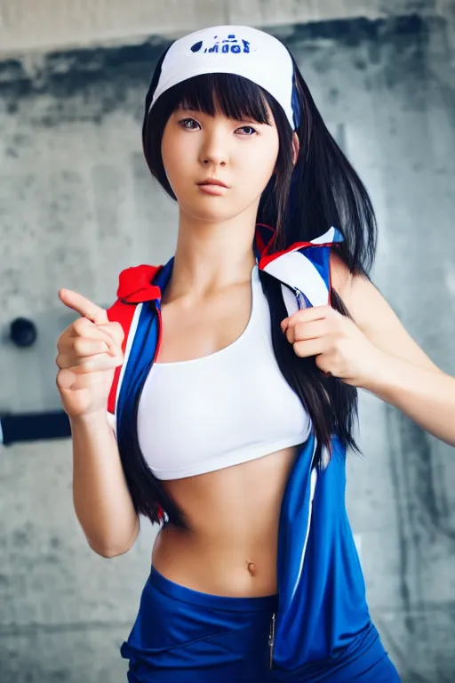 Image similar to pretty anime lady wearing sports clothes