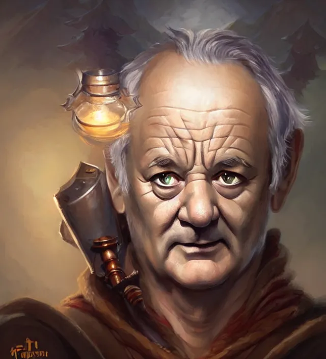 Prompt: bill murray, dnd character art portrait, matte fantasy painting, deviantart artstation, by jason felix by steve argyle by tyler jacobson by peter mohrbacher, cinema