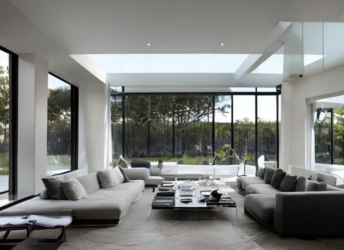 Prompt: 8 k photograph of stunning 2 0 2 2 modern living room, award winning design, designed by michael wolk + beatriz pascuali
