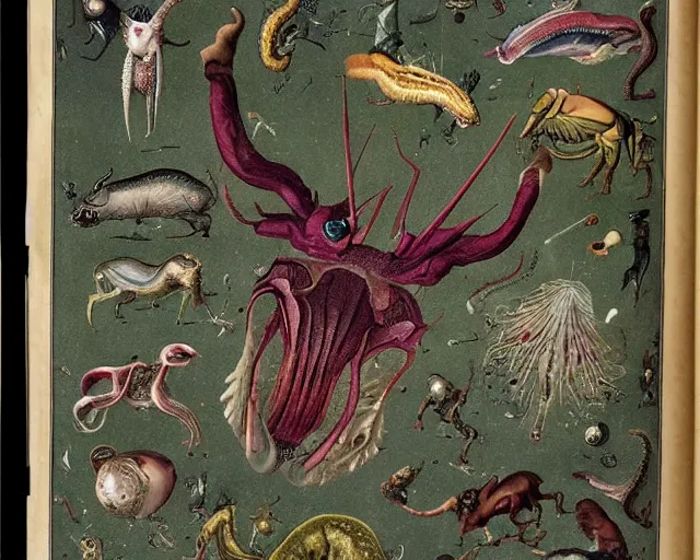 Image similar to bizarre bestiary of microcosmic creatures