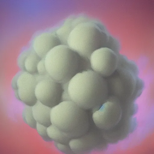 Image similar to russian fluffy hell pollen atom bomb, by jeff koons and lawren harris, ambient occlusion, speedpainting