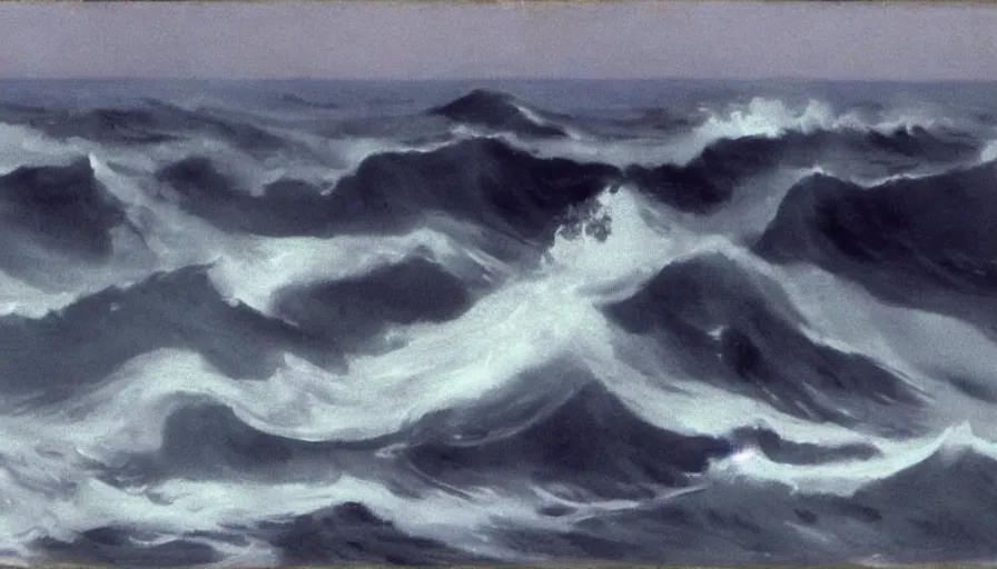 Prompt: she sang beyond the genius of the sea. the water never formed to mind or voice, like a body wholly body, fluttering its empty sleeves ; and yet its mimic motion made constant cry, caused constantly a cry, that was not ours although we understood, inhuman, of the veritable ocean. by john singer sargent