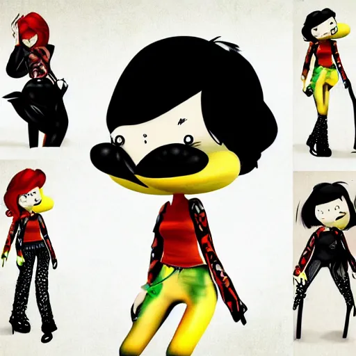 Image similar to punk rock female bananas, cartoon, trending on art station