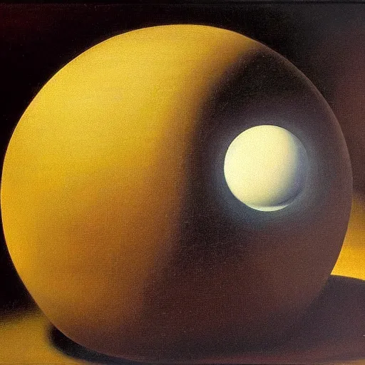 Prompt: a spherical cannon, oil on canvas, by salvador dali, soft lighting