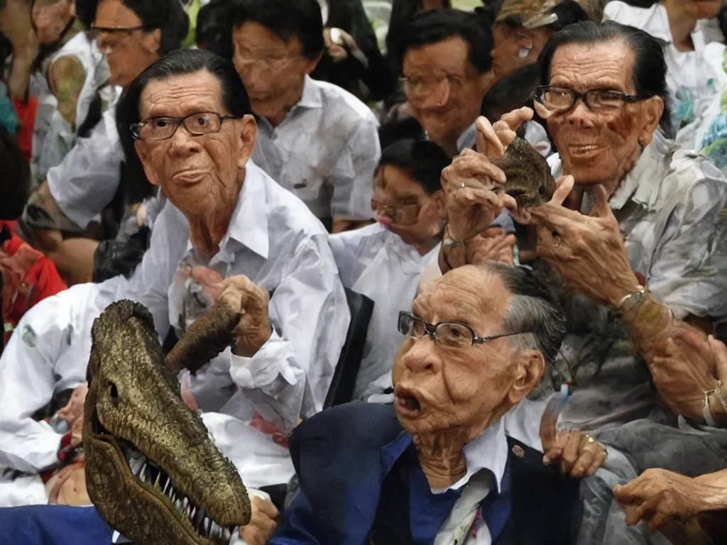 Image similar to Juan Ponce Enrile eating a dinosaur