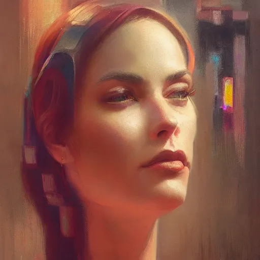 Image similar to detailed face of a woman clothed wrapped in textiles, lush, opulent, fauna, utopian, tech noir, wet reflections, prism, atmospheric, ambient, pj crook, syd mead, livia prima, artgerm, greg rutkowski, nick alm, casey baugh