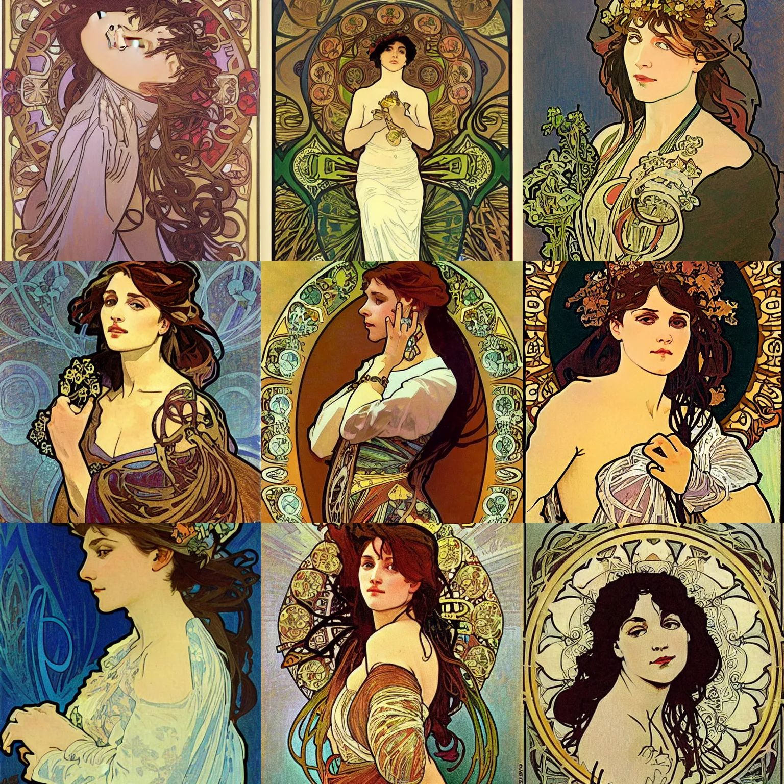 Prompt: alphonse mucha!!! mona alphonse mucha lisa!!!! by alphonse mucha!!!!!!!!!!!! lisa!!!!!! lisa!!!!!!! portrait by alphonse mucha