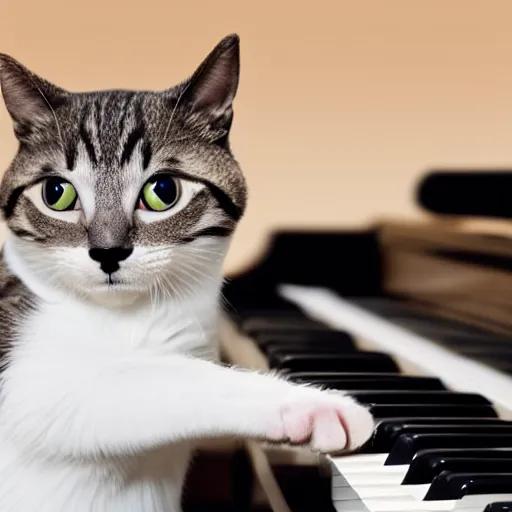 Image similar to stock footage, cat playing piano