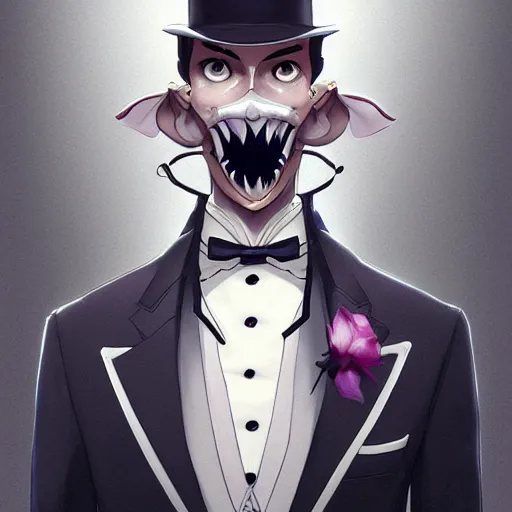 Image similar to an anthropomorphic floppa wearing a tuxedo suit,Character design by charlie bowater, ross tran, artgerm, and makoto shinkai, detailed, inked, western comic book art, 2021 award winning painting,photorealistic,detailed face,professional lighting,studio photograph,hyperdetailed