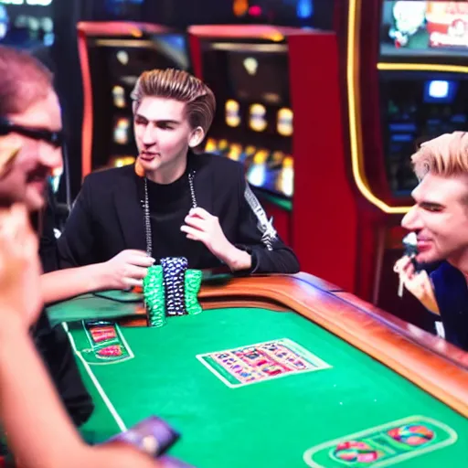 Image similar to gigachad xqc gambling : : realistic : : 1 dslr : : 1 - - quality 2