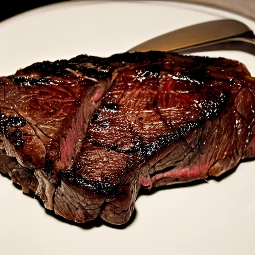 Prompt: photo of a disgusting piece of steak, bad - looking, master photography, good lighting, 8 k