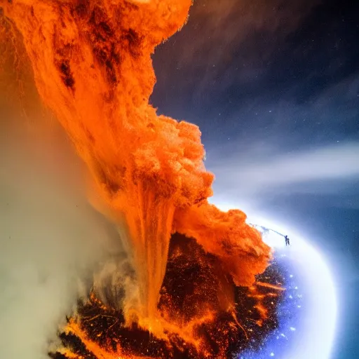 Image similar to a photo of a tornado of fire and ice