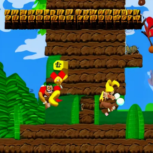 Prompt: Donkey Kong slips on a banana, Nintendo Power in-game screenshot