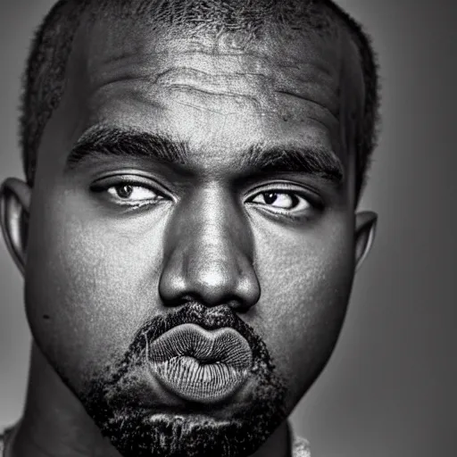 Prompt: the face of young kanye west at 2 5 years old, portrait by julia cameron, chiaroscuro lighting, shallow depth of field, 8 0 mm, f 1. 8