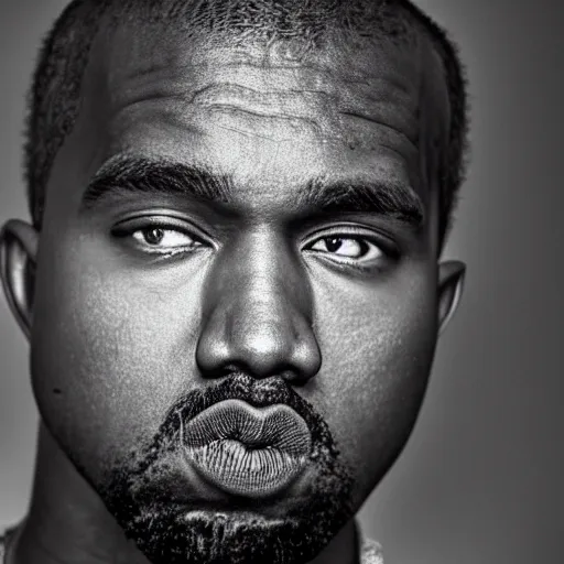 Image similar to the face of young kanye west at 2 5 years old, portrait by julia cameron, chiaroscuro lighting, shallow depth of field, 8 0 mm, f 1. 8