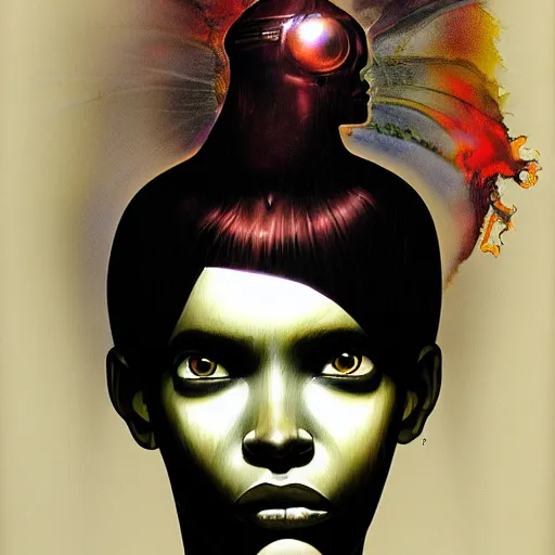 Image similar to citizen portrait soft light painted by dave mckean and erik jones, inspired by kenyan ghost in the shell anime, smooth face feature, intricate oil painting, high detail illustration, sharp high detail, manga and anime 1 9 9 9