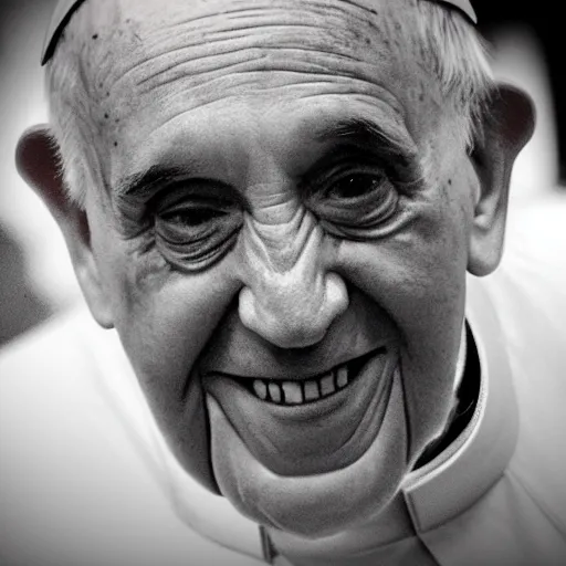 Image similar to The Pope with tattoos on his face