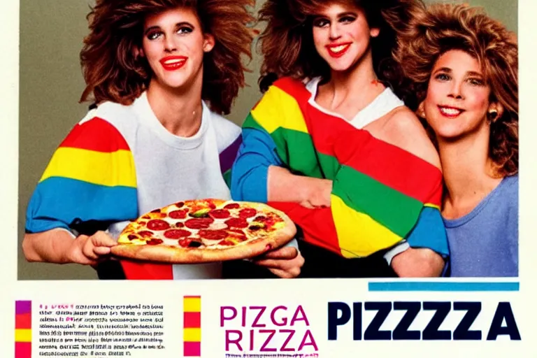 Image similar to 80s, lbgtq, pizza, advertisement