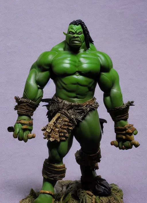 Prompt: Image on the store website, eBay, Wonderfully detailed 80mm Resin figure of a Muscular Orc Warrior with green skin .