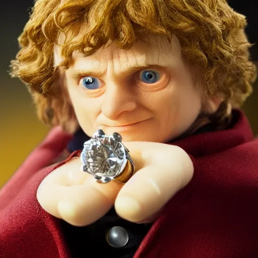 Image similar to Bilbo Baggins with the ring after a long time, realistic, photo, detailed