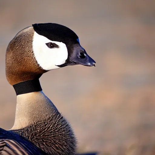 Image similar to Canadian Goose with a funny hat, Portrait Photo, Out of focus