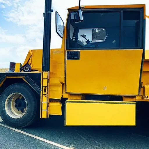 Prompt: dump truck taking a selfie