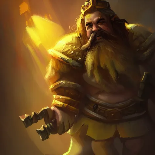 Prompt: a dwarf warrior, yellow theme, bright art masterpiece artstation. 8 k, sharp high quality artwork in style of jose daniel cabrera pena and greg rutkowski, concept art by tooth wu, blizzard warcraft artwork, hearthstone card game artwork, boar rider