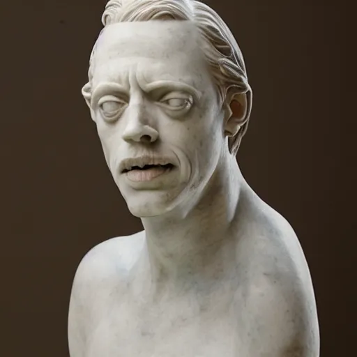 Image similar to a marmor statue of Steve Buscemi by Michelangelo