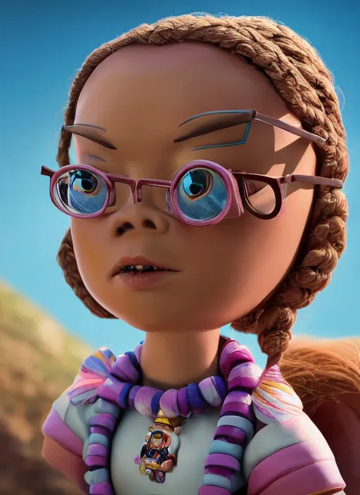 Image similar to closeup profile portrait of tin toy greta thunberg wearing a bikini, depth of field, zeiss lens, detailed, symmetrical, centered, fashion photoshoot, by nicoletta ceccoli, mark ryden, lostfish, breathtaking, 8 k resolution, extremely detailed, beautiful, establishing shot, artistic, hyperrealistic, octane render