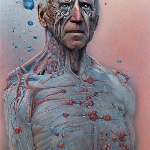 Image similar to joe biden portrait, body horror, biopunk, oil on canvas, by zdzisław beksinski, marco mazzoni, peter gric
