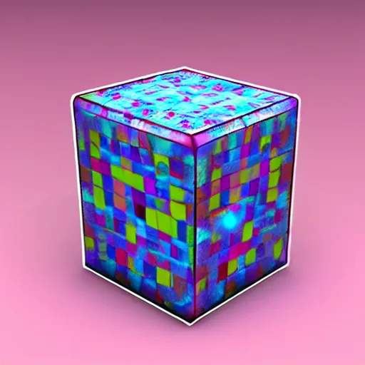 Prompt: a strange cube in the style of a retro 8 0 s cgi