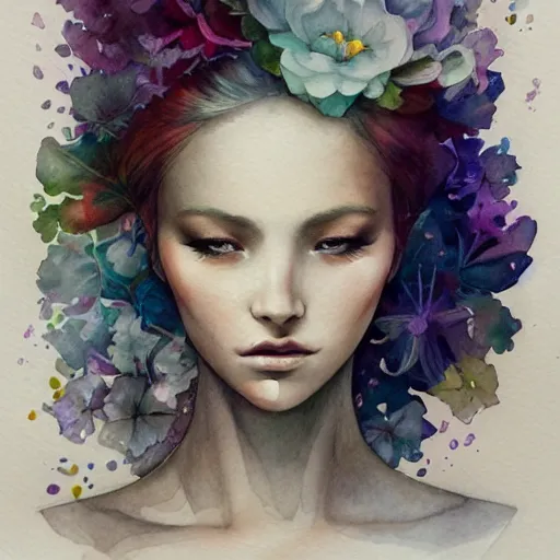 Image similar to watercolor flower by anna dittmann, by marco mazzoni