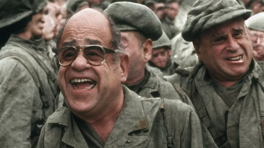 Image similar to A still of Danny Devito in Saving Private Ryan, 8k