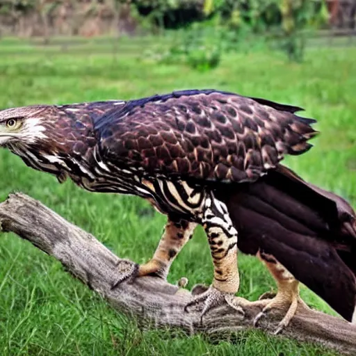 Image similar to hawk and crocodile morphed together, half crocodile, half hawk, real picture taken in zoo