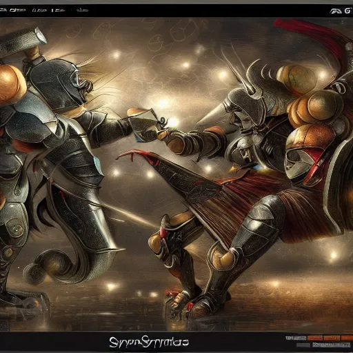 Image similar to syntax vs semantics. epic battle. trending on art station.