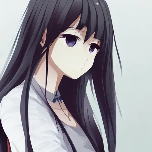 Image similar to “anime girl, distant pov, plain white background”