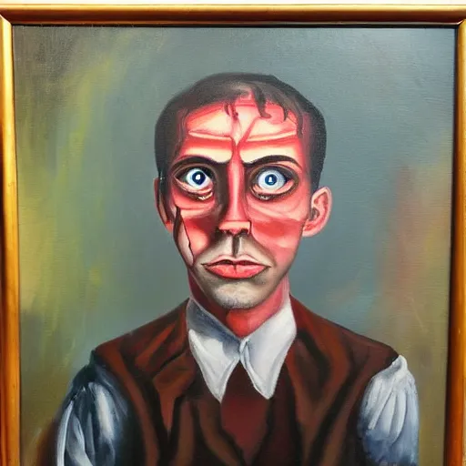Prompt: a man with split personality disorder, award winning oil painting