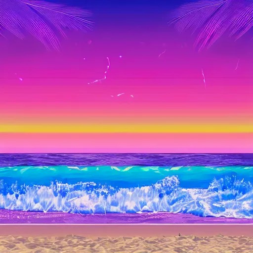 Image similar to the vaporwave beach