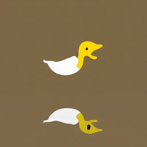 Prompt: minimalist stock art of a banana duck walking his dog